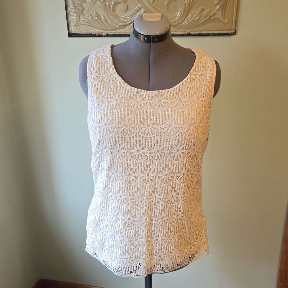 Coldwater Creek Size 14 Cream Lace Tank